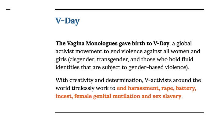 V-Day, to end violence against all women and girls