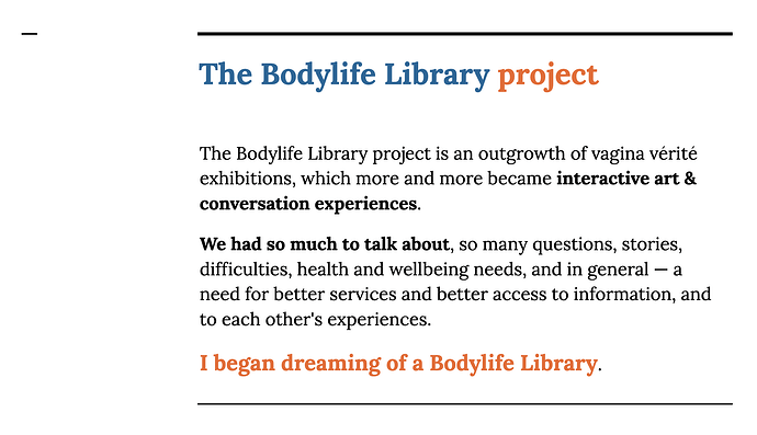 I began dreaming of Bodylife Library.