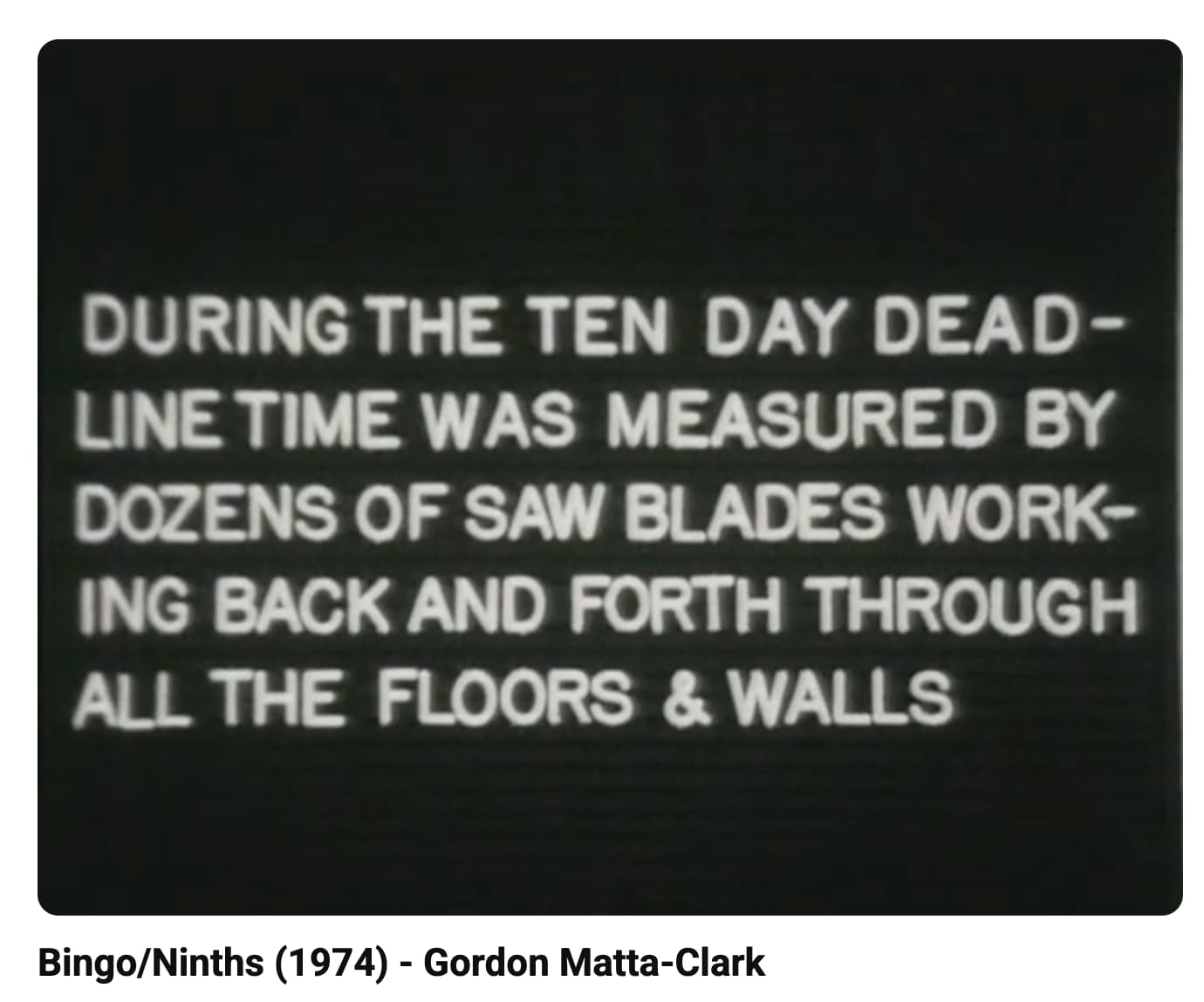 Screenshot from Bingo/Ninths, 1974